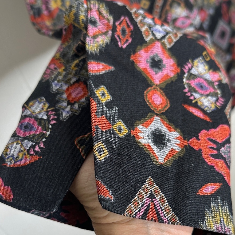 Zara Black and Multicolor Geometric Straight Leg Pants - Picture 6 of 12